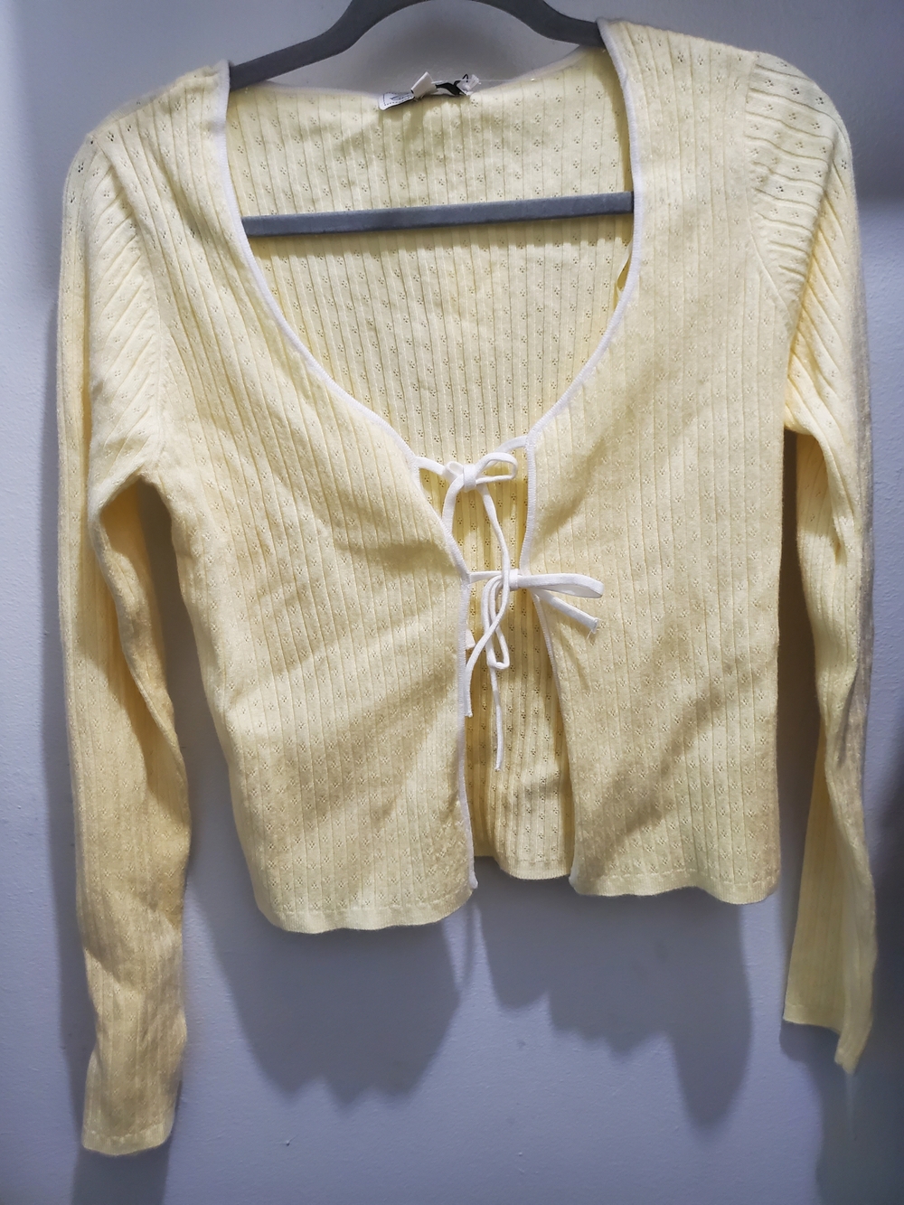 Yellow Tie-Front Knit Top - Women